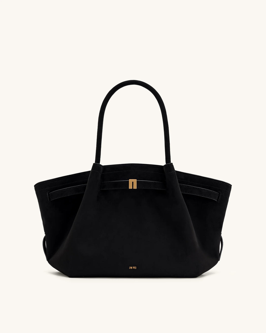 Hana Medium  Suede Tote Bag - Black