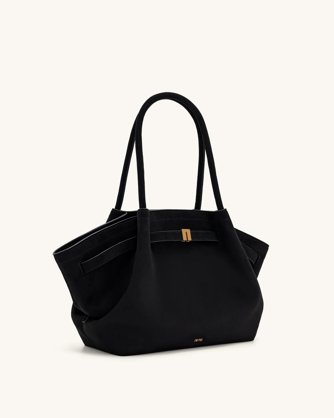 Hana Medium  Suede Tote Bag - Black