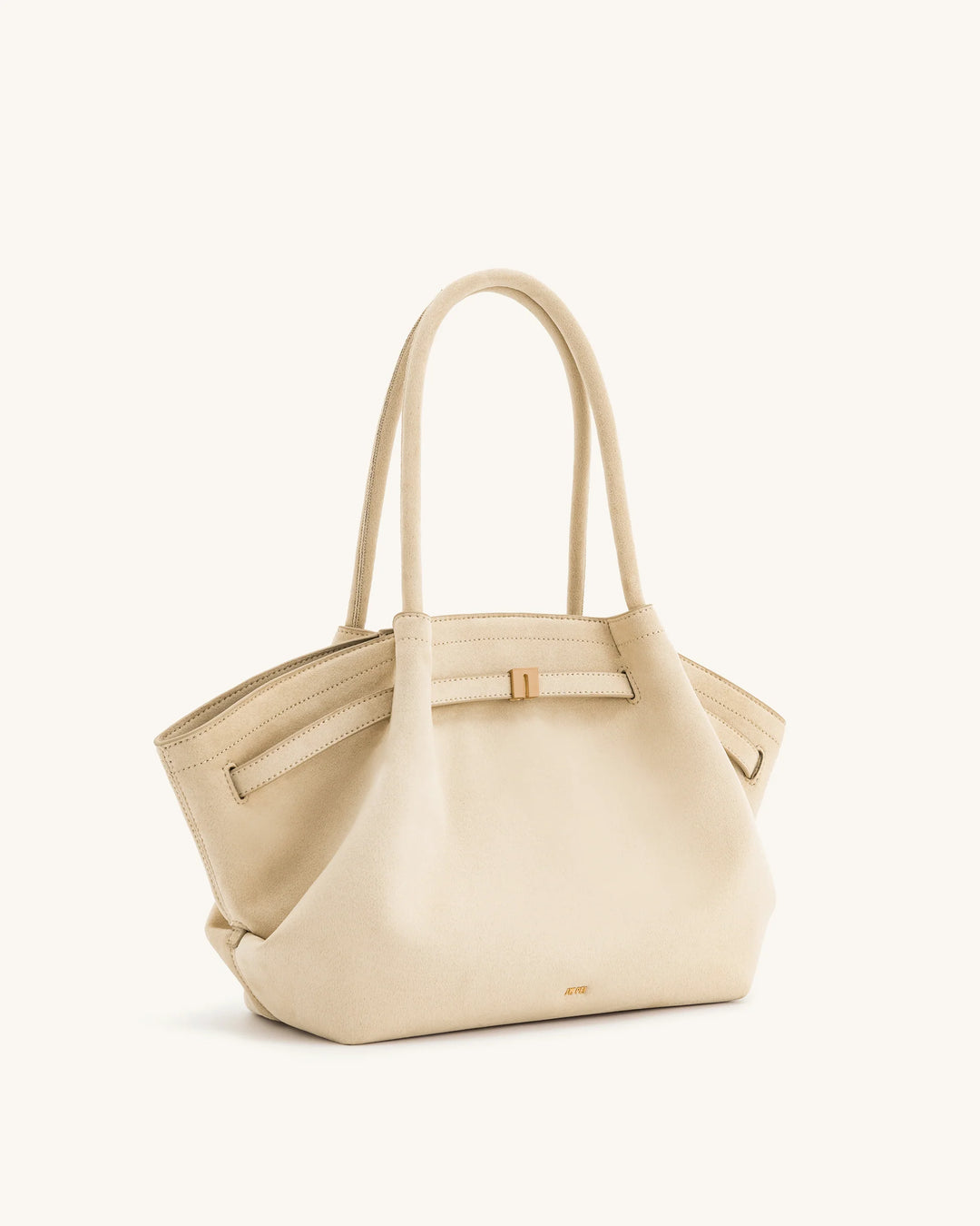 Hana Medium  Suede Tote Bag - Off White