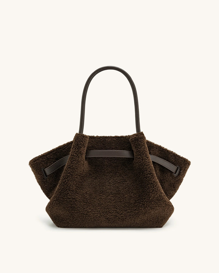 Hana Medium  Fur Tote Bag - Mocha Brown