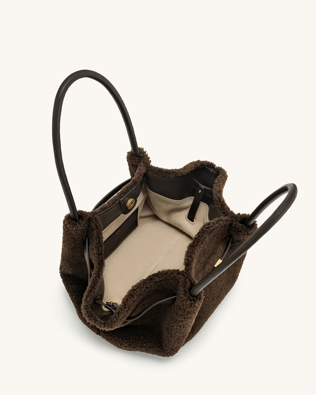 Hana Medium  Fur Tote Bag - Mocha Brown