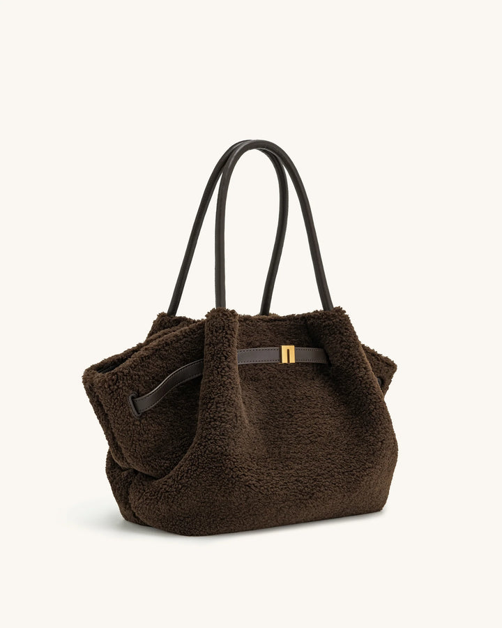 Hana Medium  Fur Tote Bag - Mocha Brown
