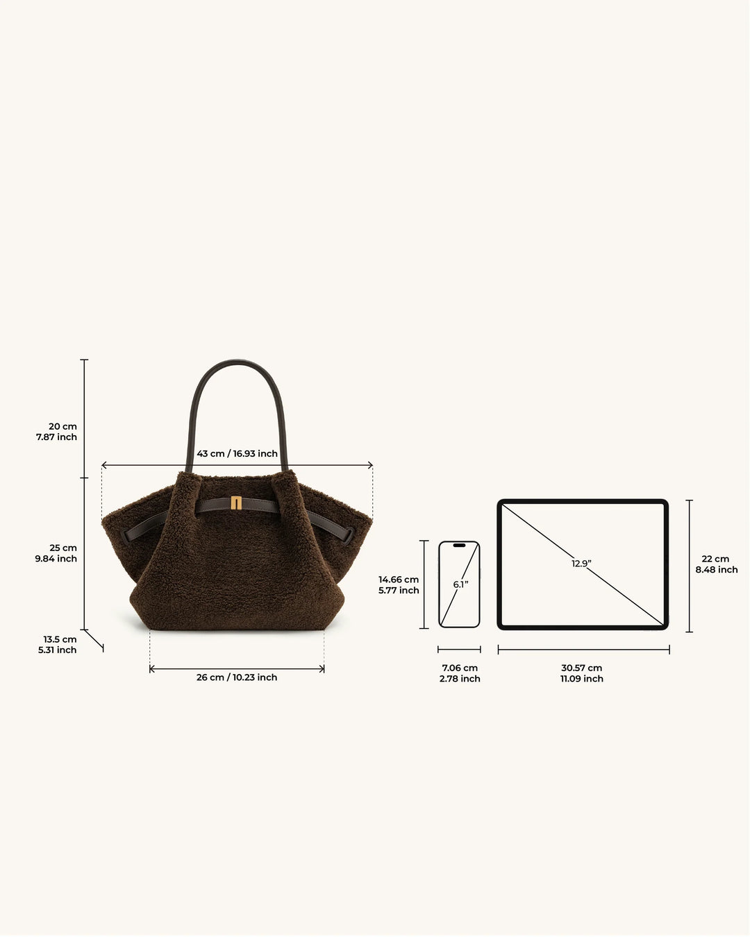 Hana Medium  Fur Tote Bag - Mocha Brown