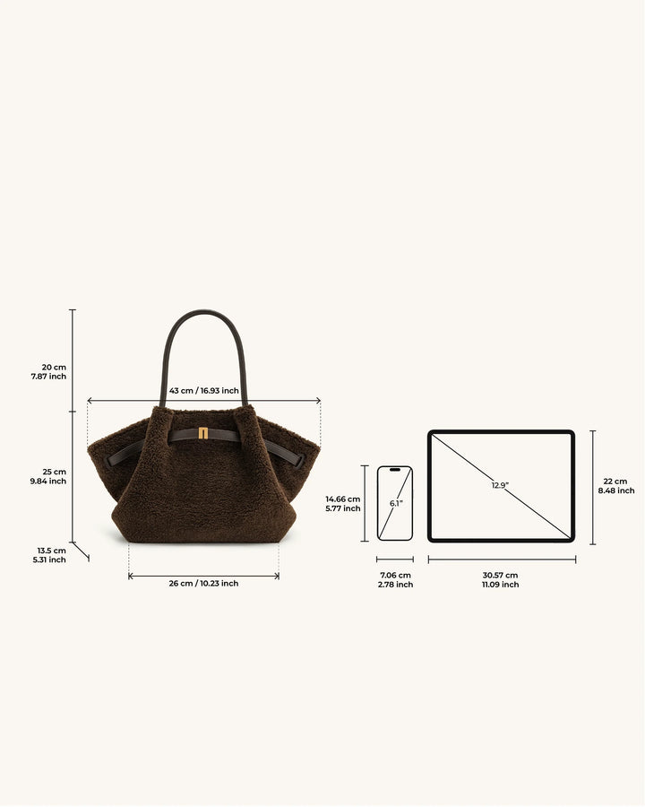 Hana Medium  Fur Tote Bag - Mocha Brown