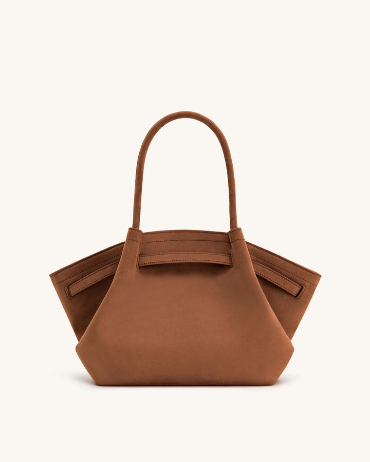 Hana Medium Suede Tote Bag - Brown