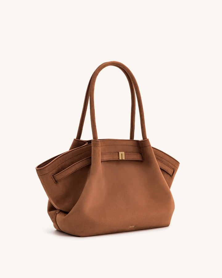 Hana Medium Suede Tote Bag - Brown