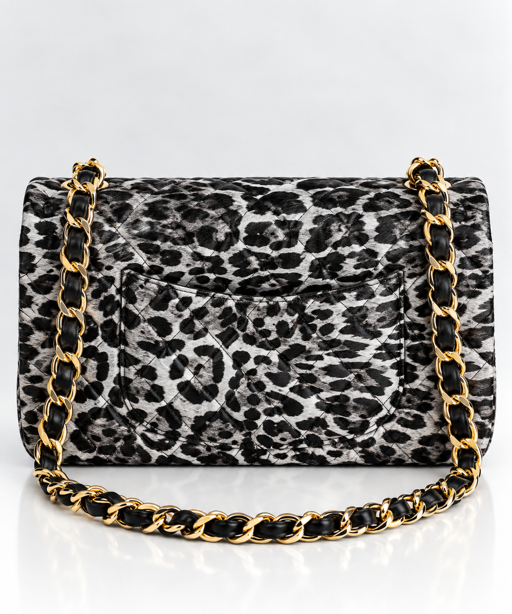 Noir Leopard Kapitone Omuz Çantası – Siyah & Gri