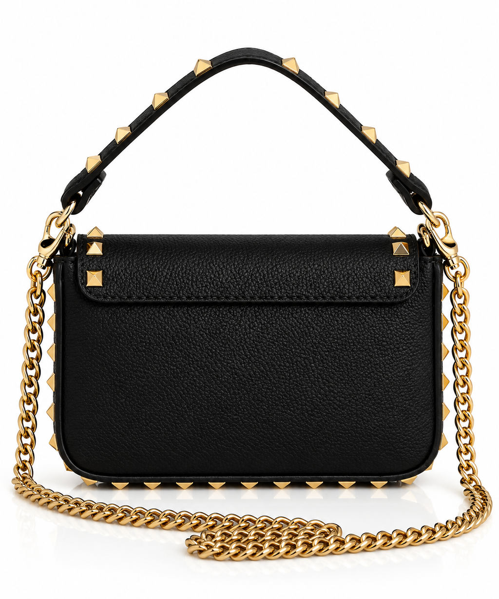 Noire Stud Siyah Gold Zincirli Omuz Çantası