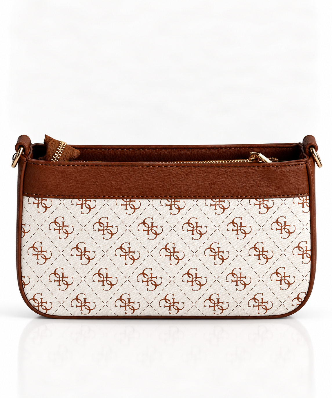 Noelle Monogram Mini Omuz Çantası – Kahve/Ekru