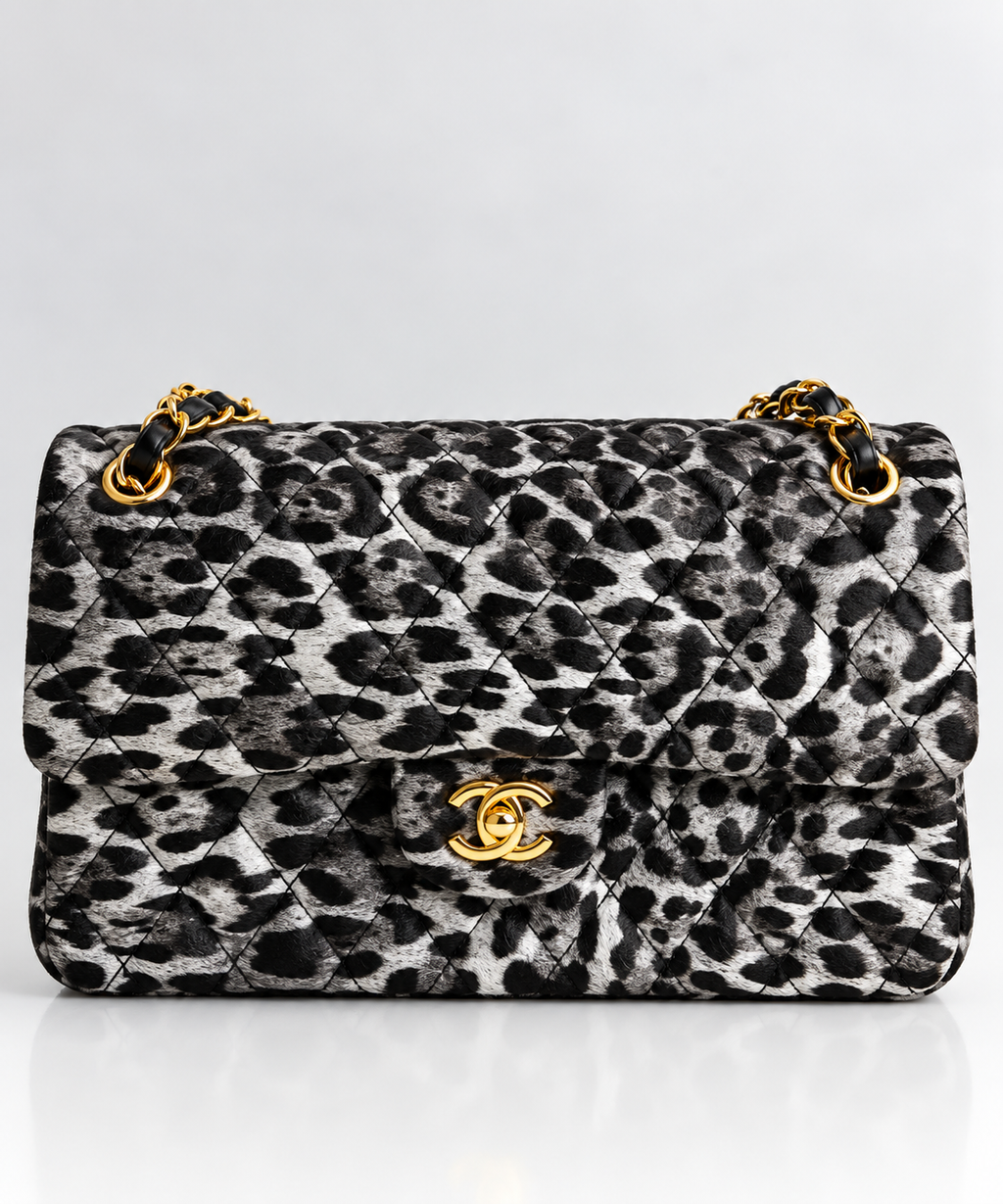 Noir Leopard Kapitone Omuz Çantası – Siyah & Gri