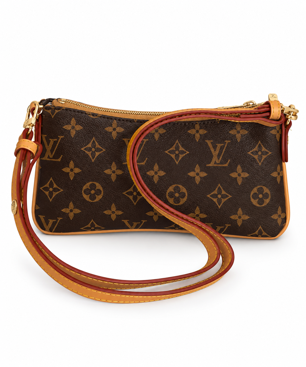 Monarque Vintage Monogram Mini Omuz Çantası – Kahverengi