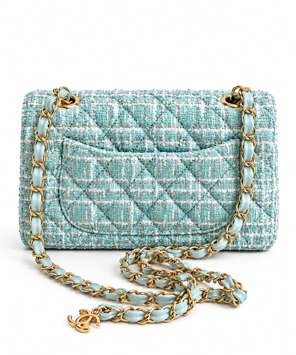 Aqua Élégance Tweed Omuz Çantası