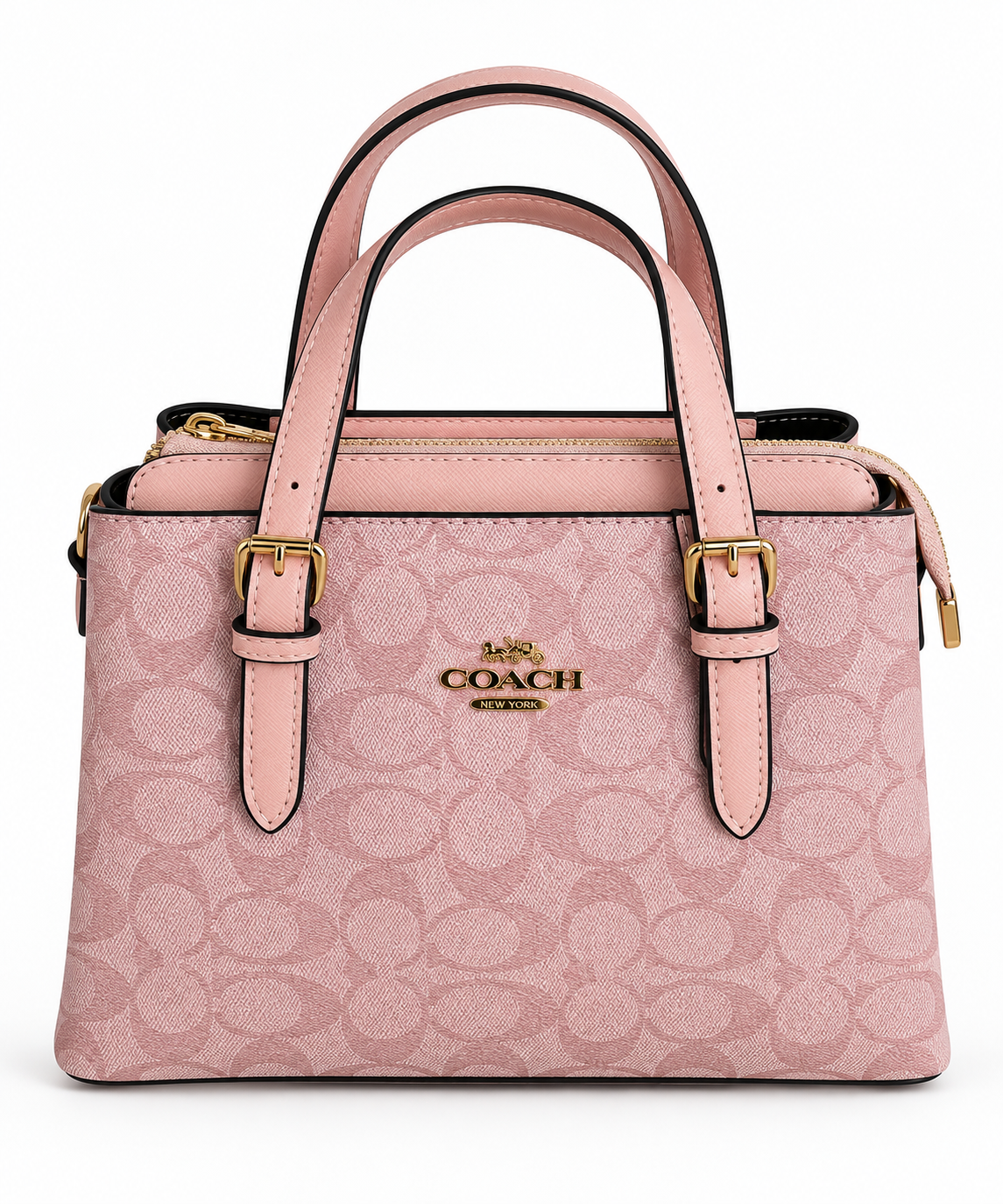 Rosalie Monogram Desenli El ve Omuz Çantası – Pudra Pembe