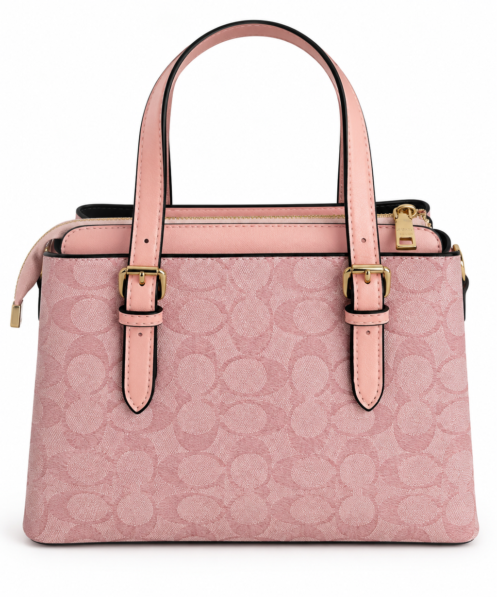 Rosalie Monogram Desenli El ve Omuz Çantası – Pudra Pembe