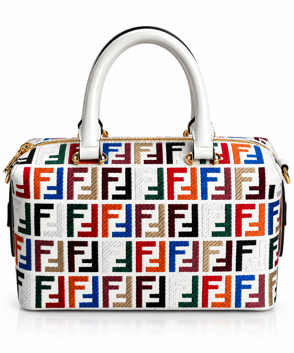 Aria Multicolor Monogram El Çantası – Beyaz