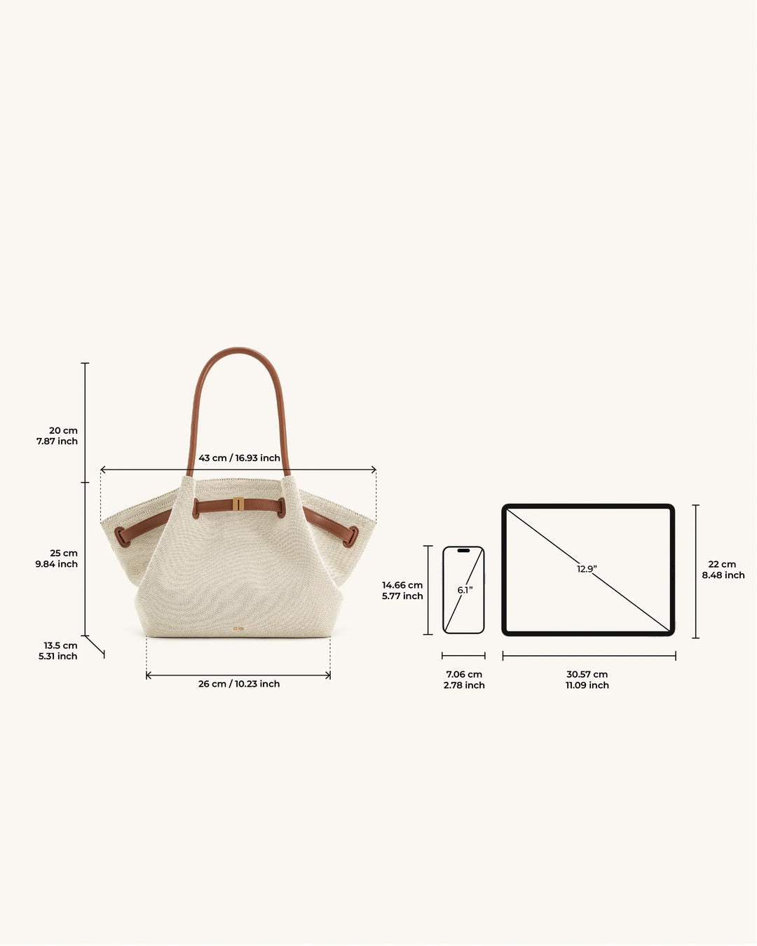 Hana Medium Tote Bag - Brown Canvas