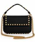 Noire Stud Siyah Gold Zincirli Omuz Çantası