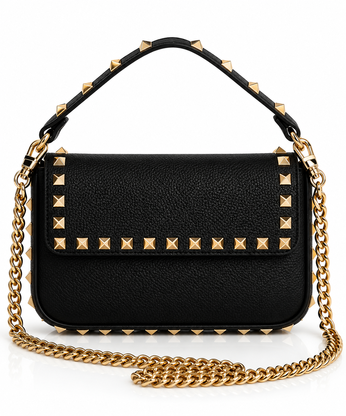 Noire Stud Siyah Gold Zincirli Omuz Çantası