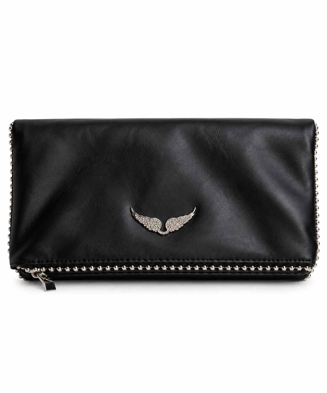 Angel Wings Siyah Taş Detaylı Clutch Çanta