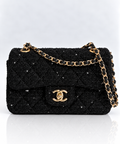 Noir Tweed Chain Bag – Siyah