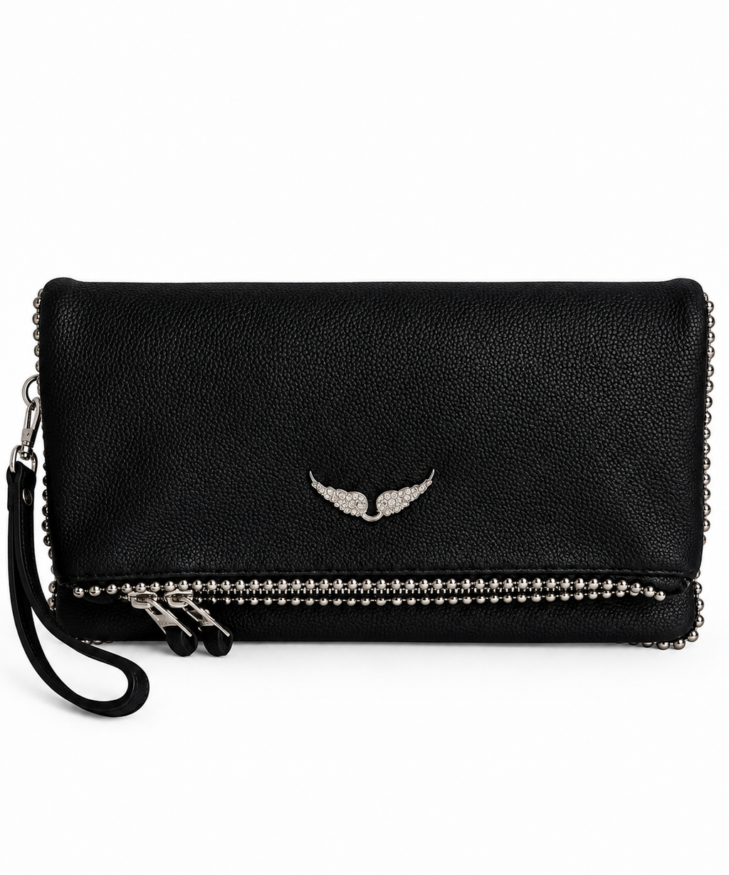 Angel Wings Silver Detaylı Portföy Çanta – Siyah