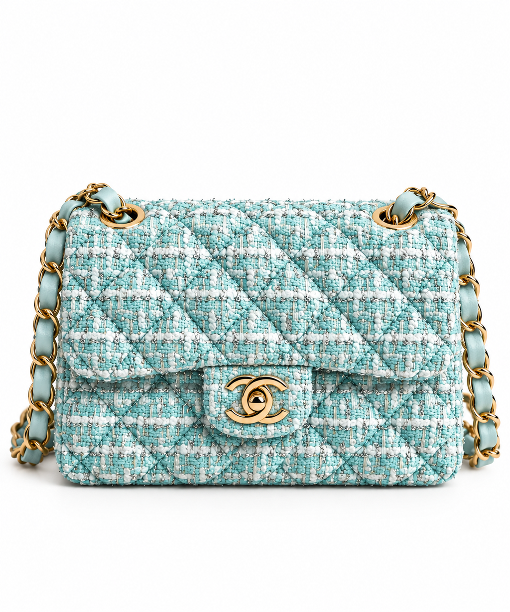 Aqua Élégance Tweed Omuz Çantası