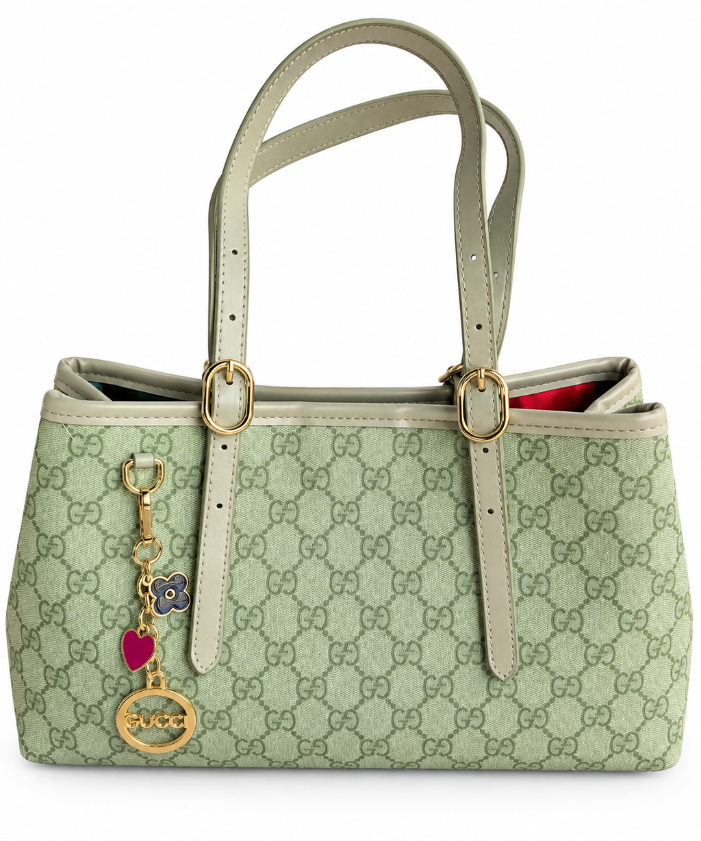 Milano Monogram Desenli Mint Yeşili Kadın Omuz Çantası