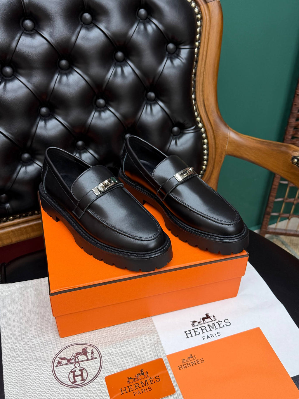 Monarque Noir Metal Tokalı Platform Loafer – Siyah