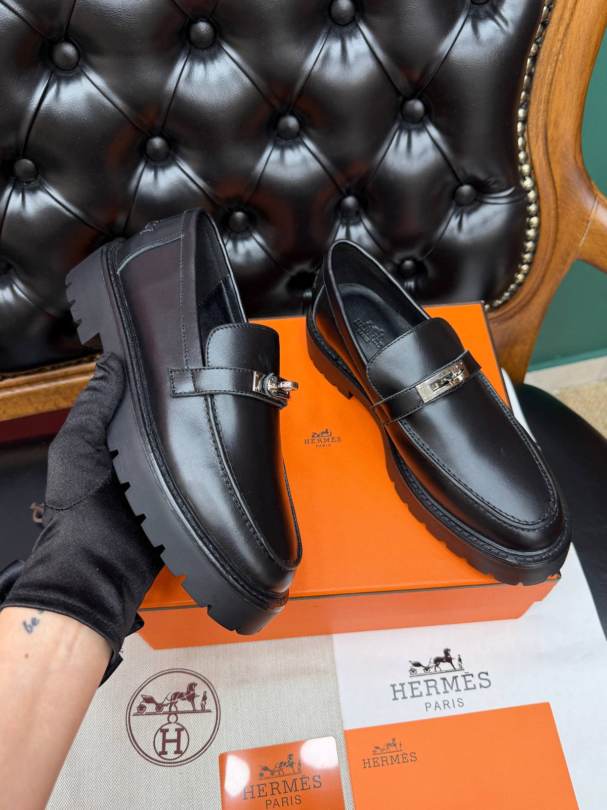 Monarque Noir Metal Tokalı Platform Loafer – Siyah