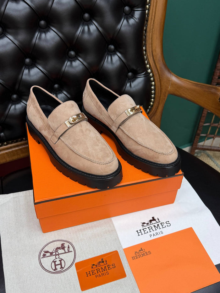 Élysian Suède Gold Tokalı Platform Loafer – Kum Beji