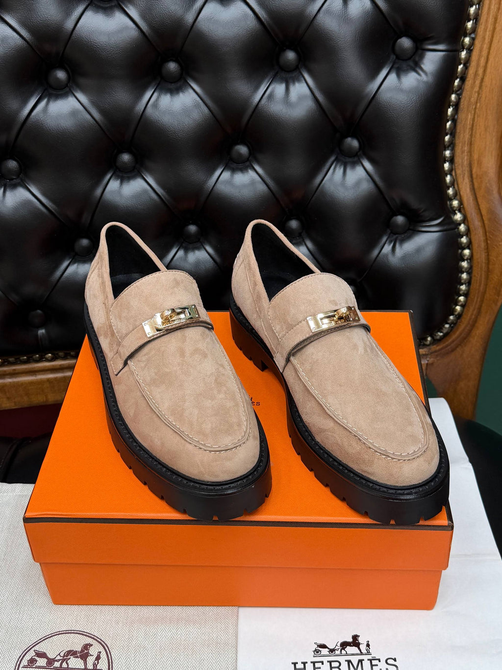 Élysian Suède Gold Tokalı Platform Loafer – Kum Beji
