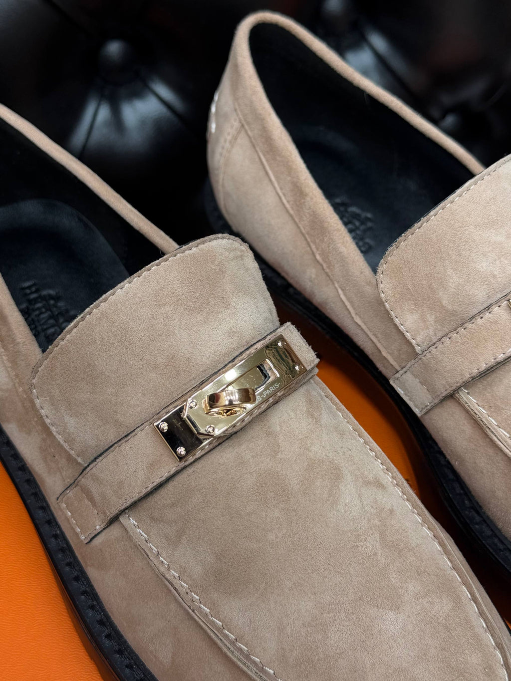 Élysian Suède Gold Tokalı Platform Loafer – Kum Beji
