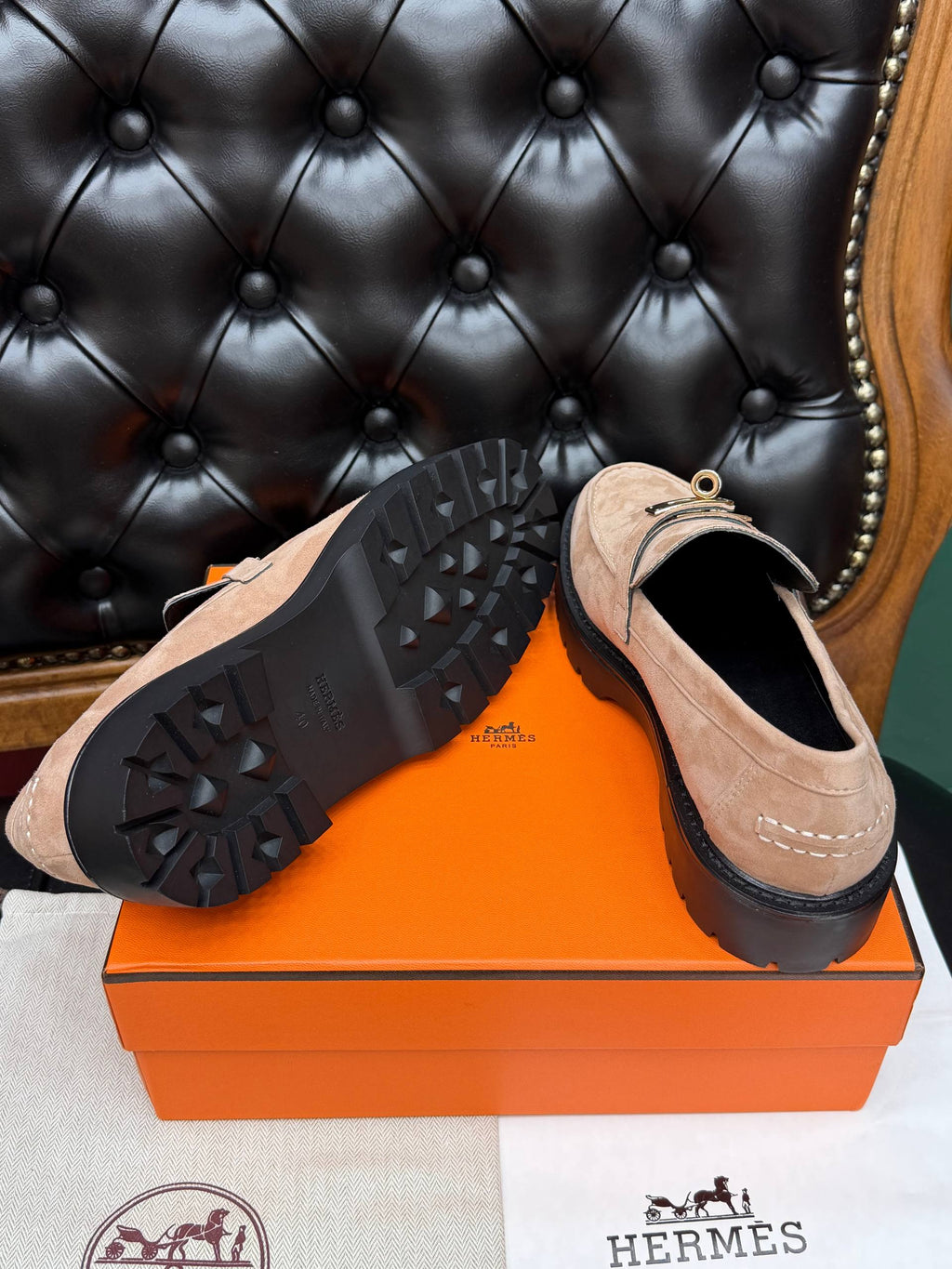 Élysian Suède Gold Tokalı Platform Loafer – Kum Beji