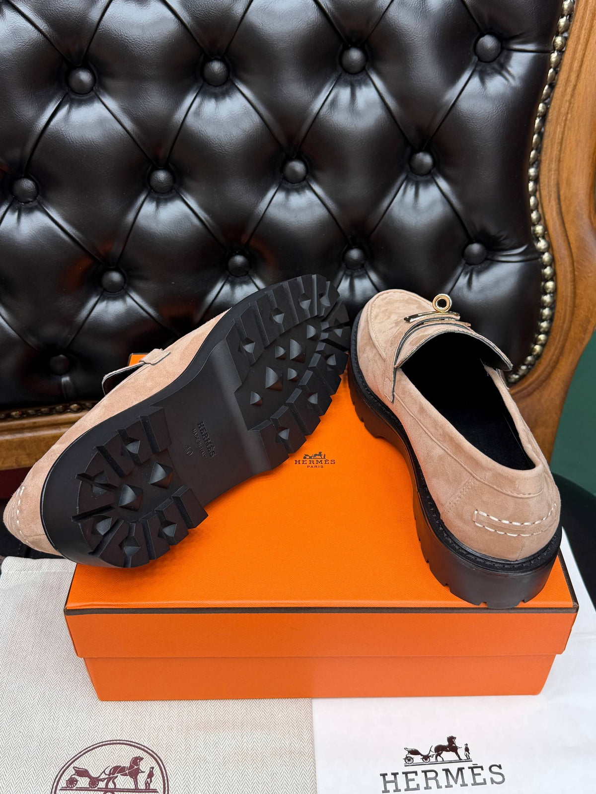 Élysian Suède Gold Tokalı Platform Loafer – Kum Beji