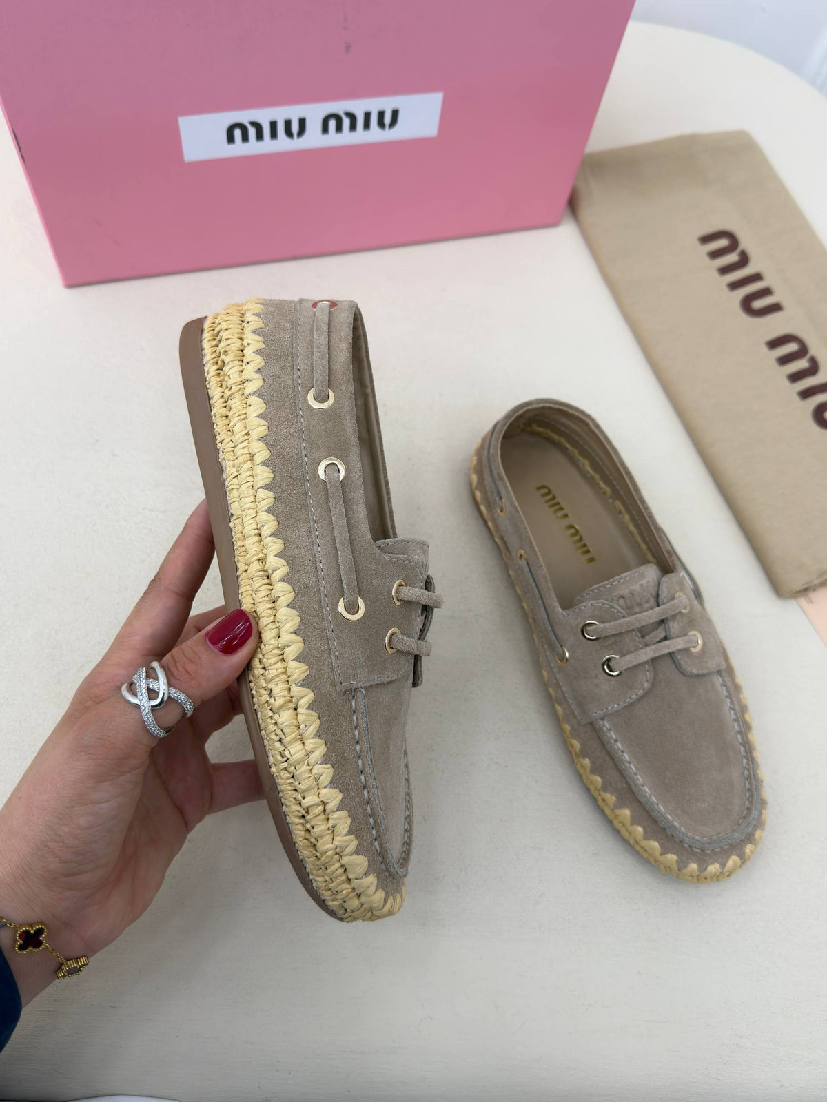 Soleil Riviera Süet Görünümlü Örgü Detaylı Loafer – Vizon