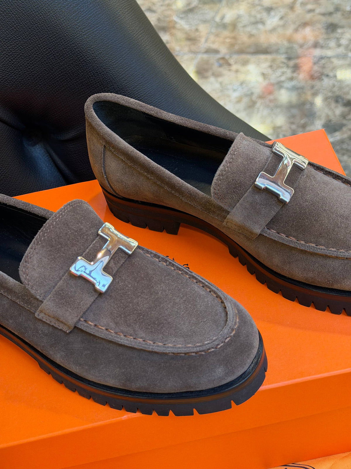 Élysée Suède Tokalı Kalın Taban Loafer – Vizon