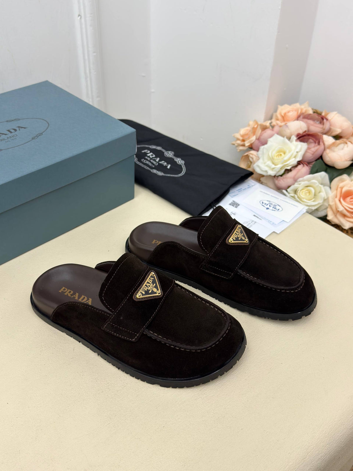 Milano Noir Süet Bantlı Loafer Terlik – Siyah