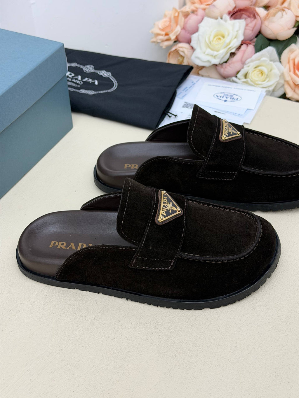 Milano Noir Süet Bantlı Loafer Terlik – Siyah