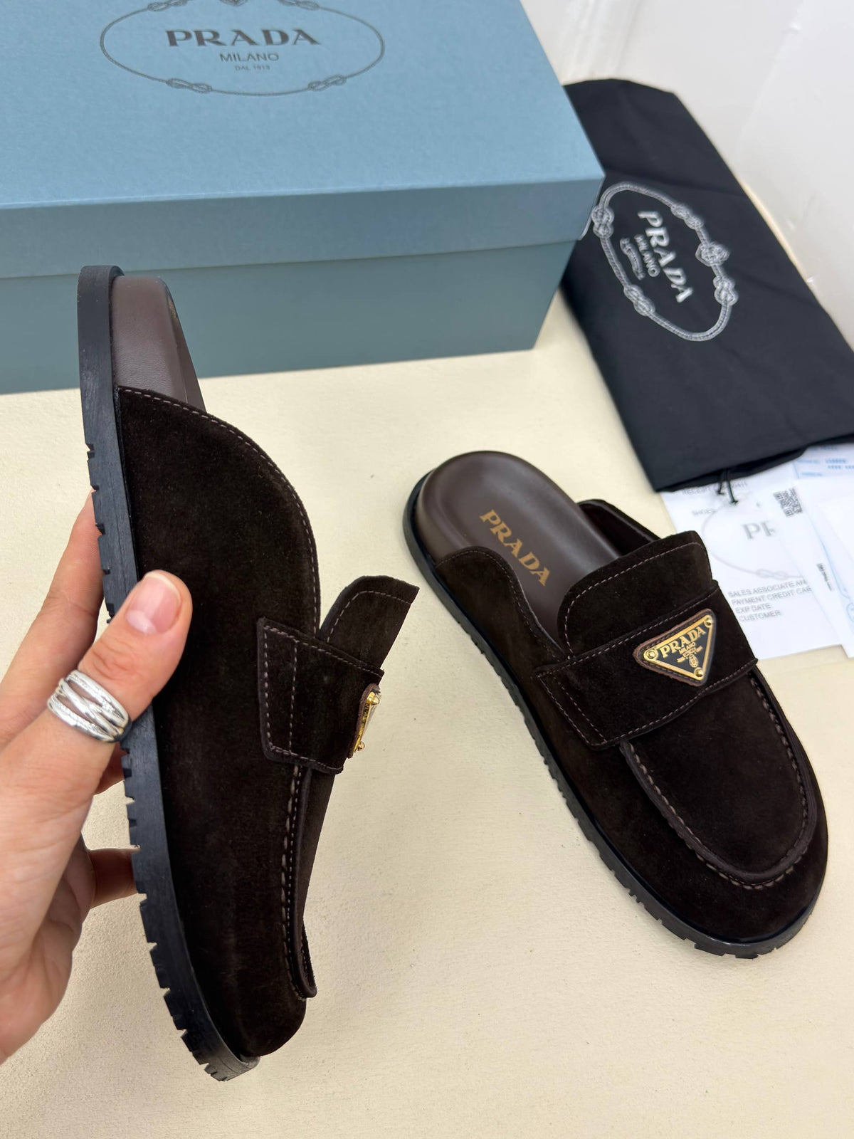 Milano Noir Süet Bantlı Loafer Terlik – Siyah
