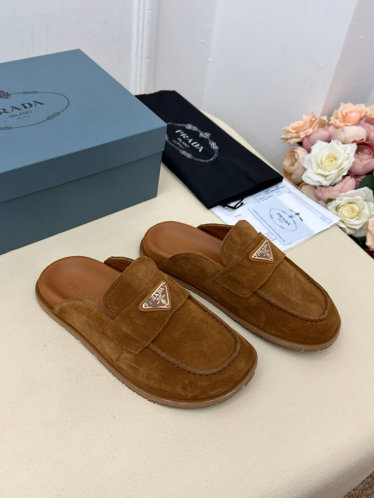 Milano Élégance Süet Loafer Terlik – Taba