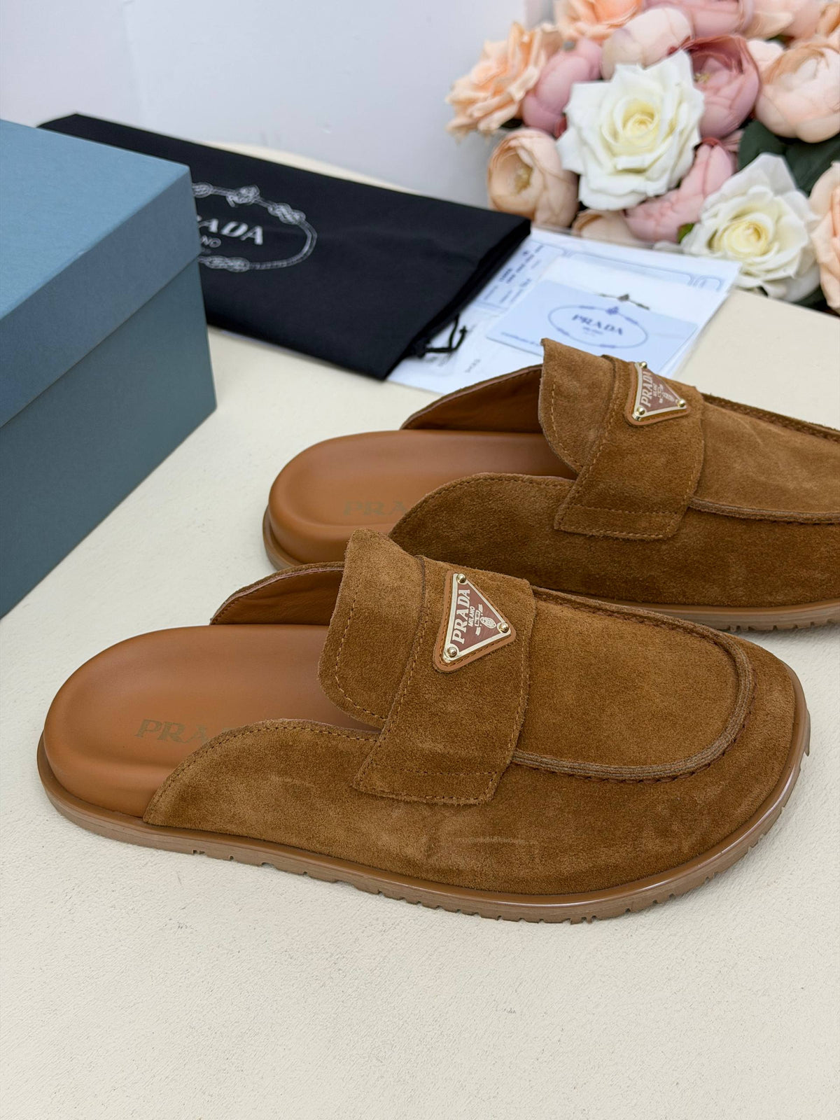 Milano Élégance Süet Loafer Terlik – Taba