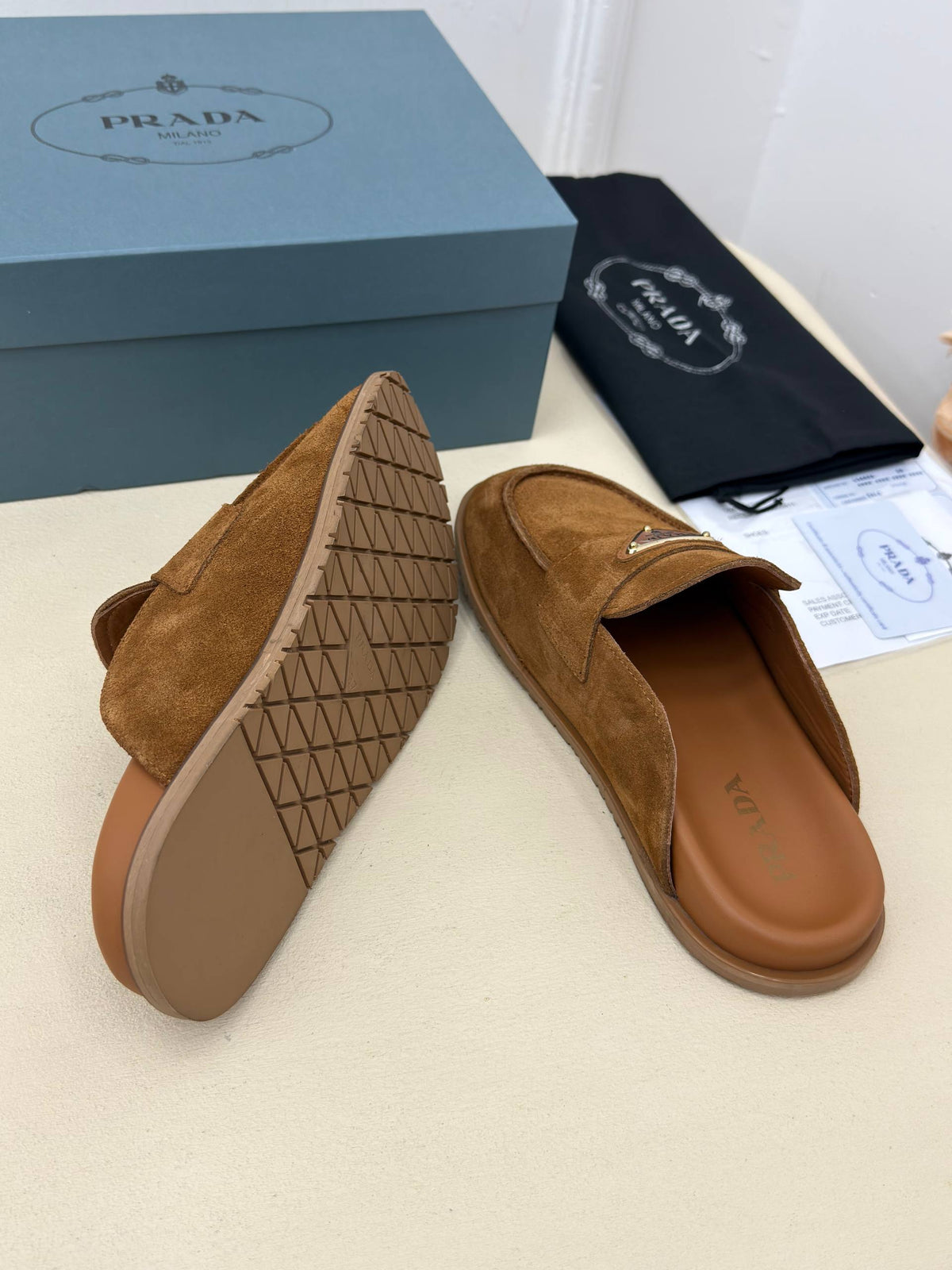 Milano Élégance Süet Loafer Terlik – Taba