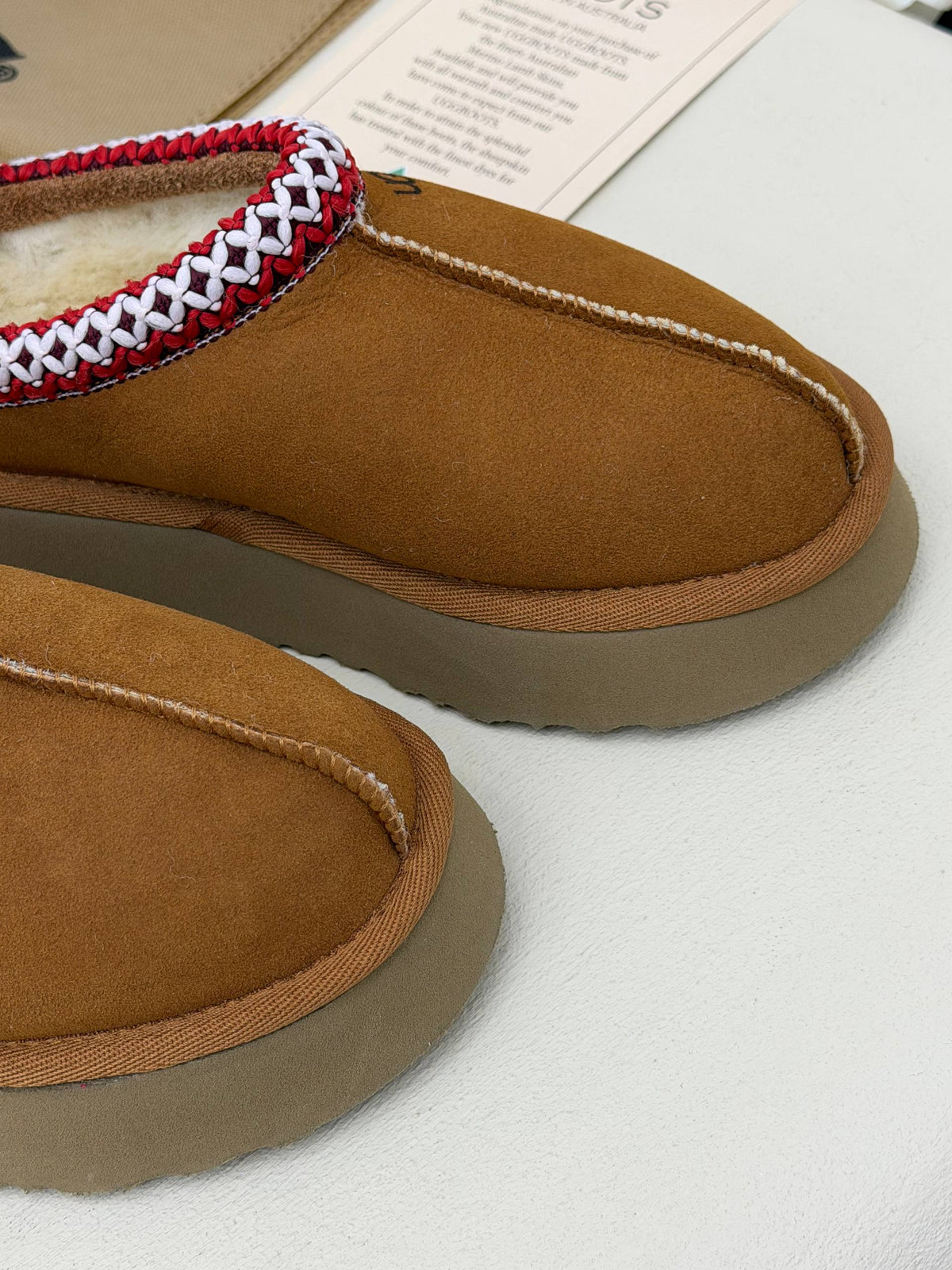 Amara Cozy Örgü Detaylı Platform Terlik – Taba