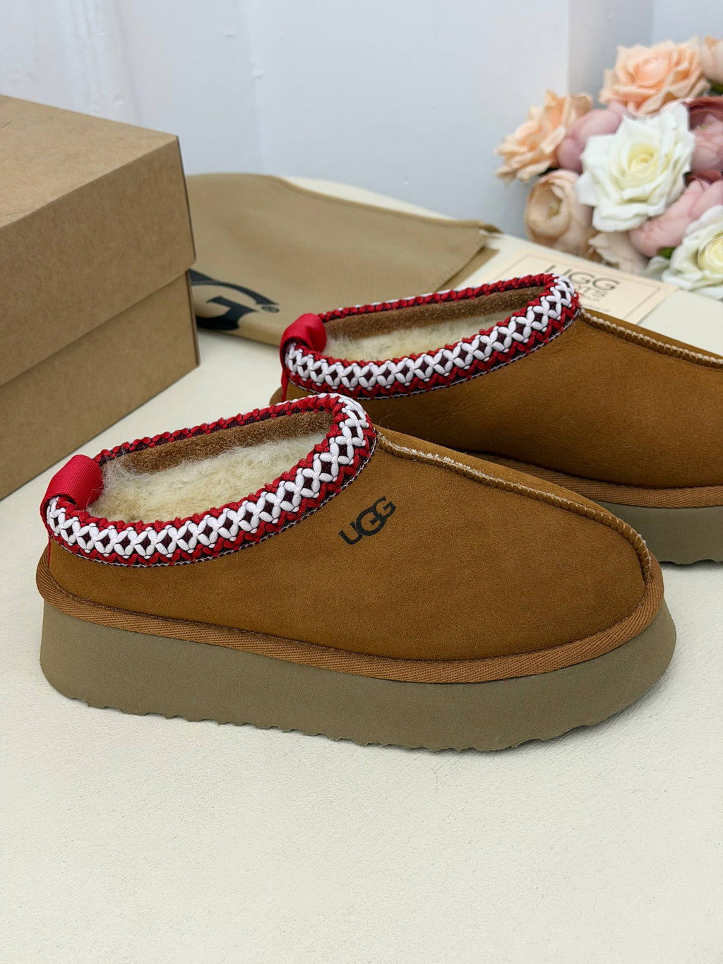 Amara Cozy Örgü Detaylı Platform Terlik – Taba