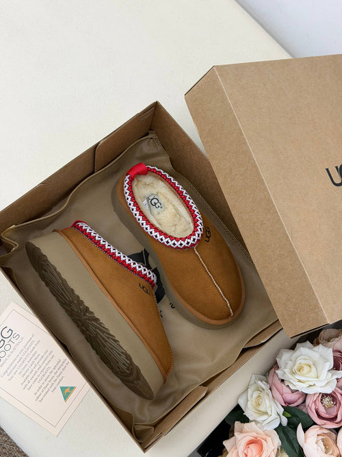 Amara Cozy Örgü Detaylı Platform Terlik – Taba