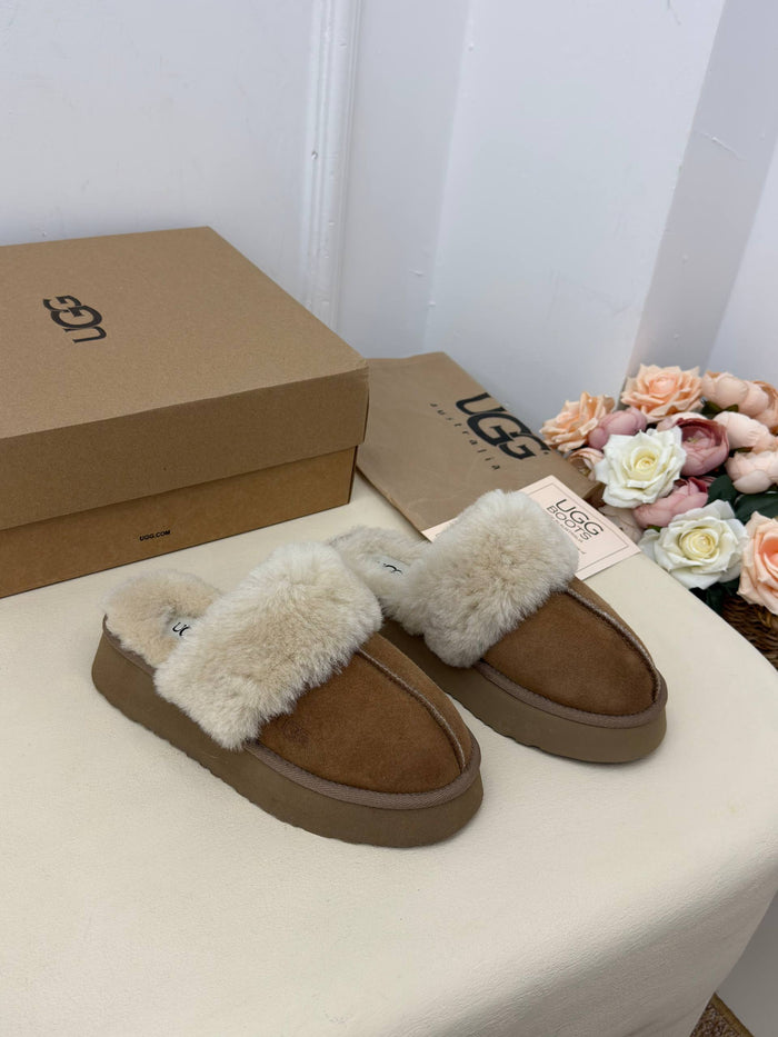 Céleste Cozy Kürk Detaylı Platform Terlik – Taba