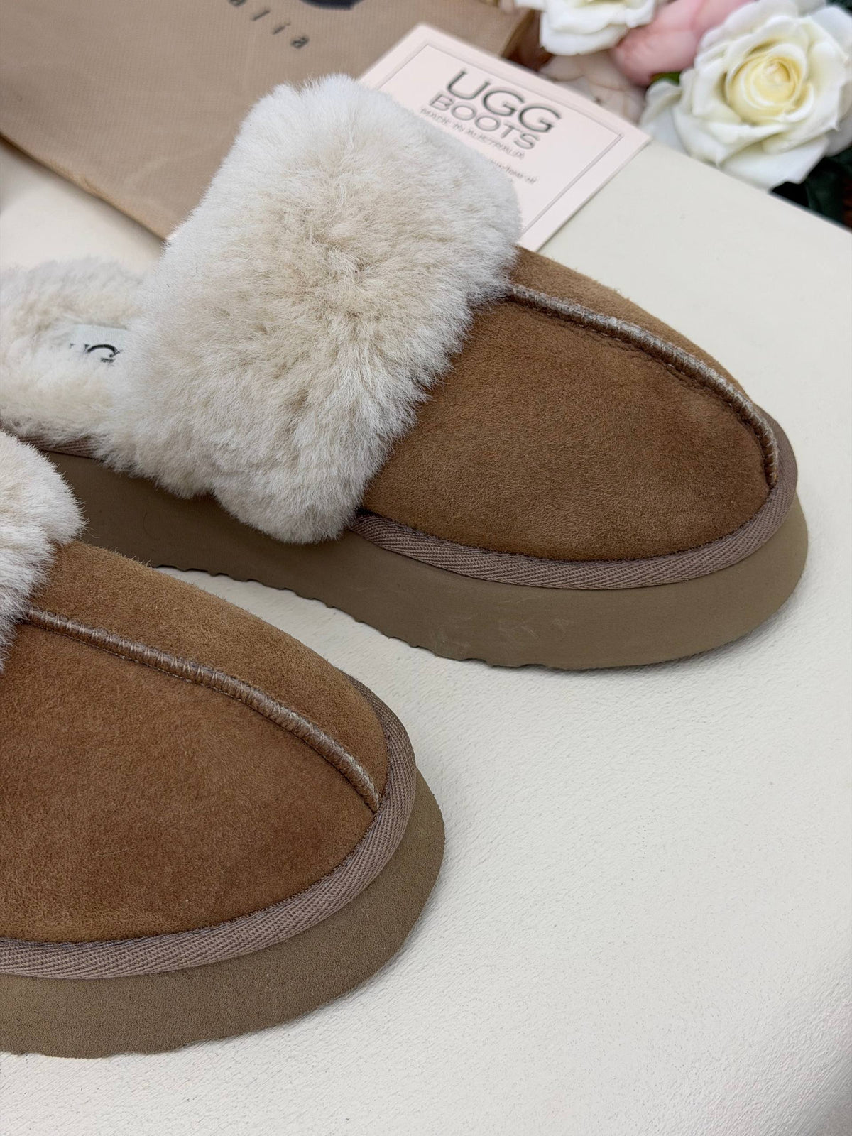 Céleste Cozy Kürk Detaylı Platform Terlik – Taba