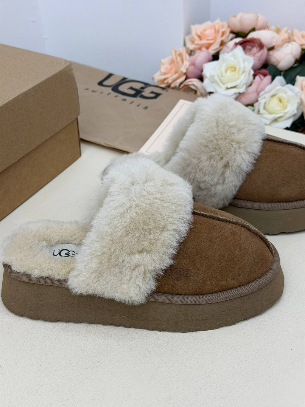 Céleste Cozy Kürk Detaylı Platform Terlik – Taba