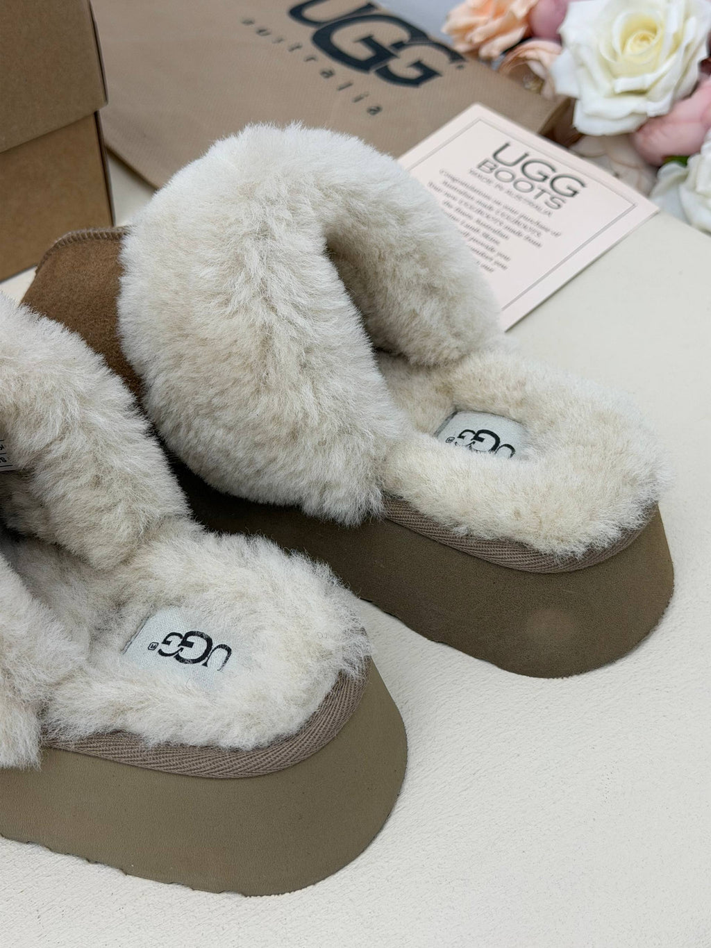 Céleste Cozy Kürk Detaylı Platform Terlik – Taba