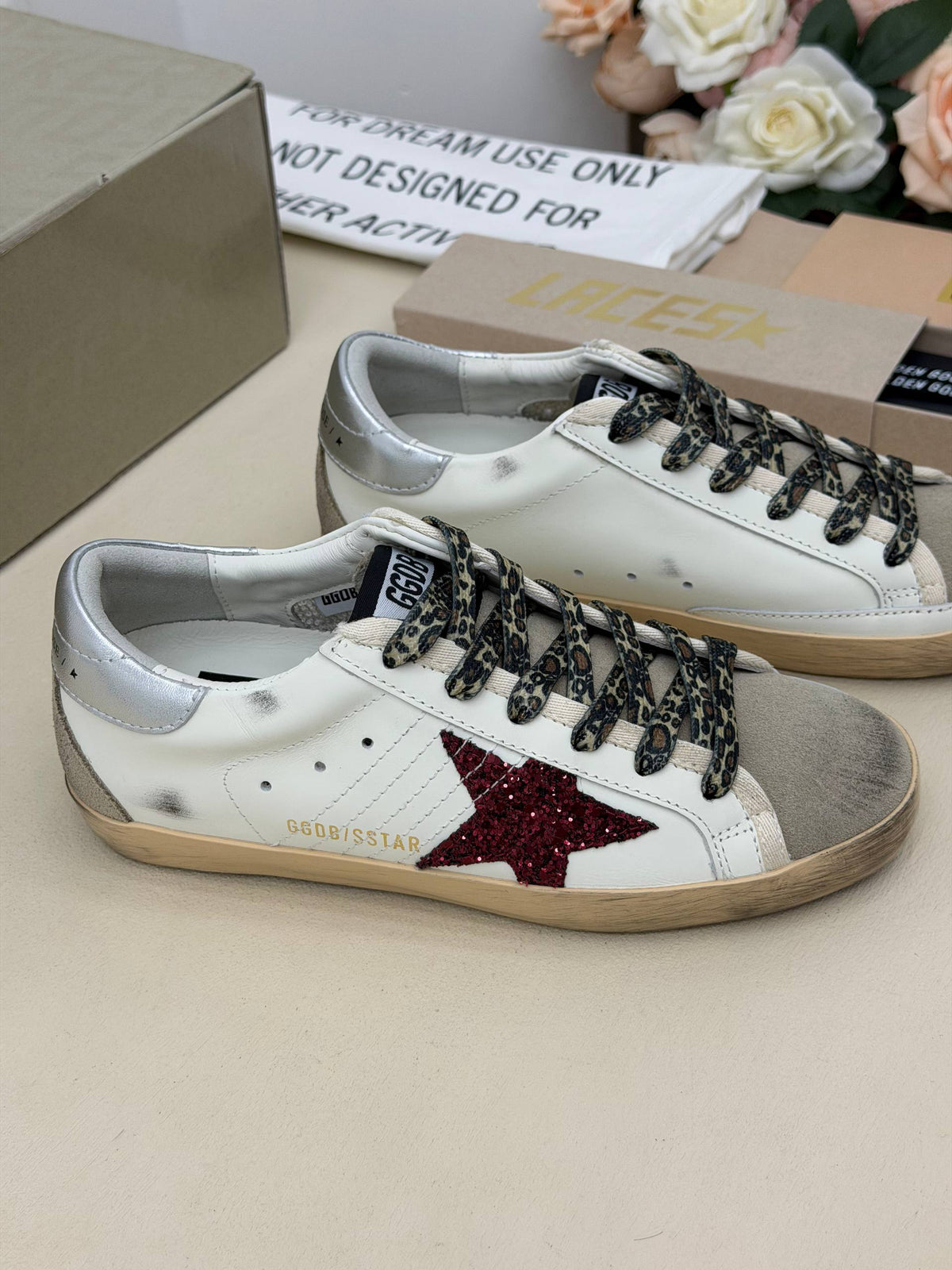 Étoile Rouge Leopar Bağcıklı Sneaker – Bordo Yıldız